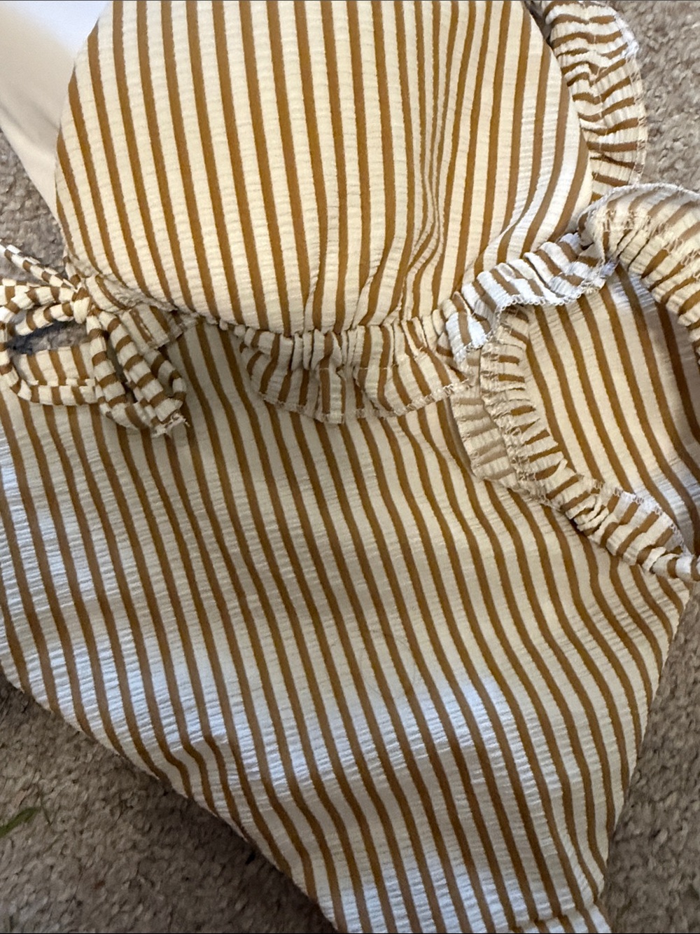 Striped Ruffle Triangle Bikini Set - Beige/White - Picture 3 of 3